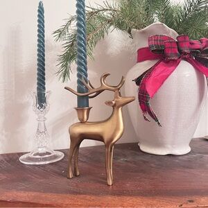 Brass Reindeer Vintage Candle Holder